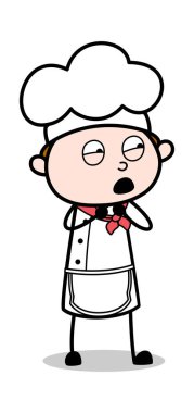 Nazik Yürekli - Çizgi film Garson Erkek Şef Vektör İllüstrasyonu