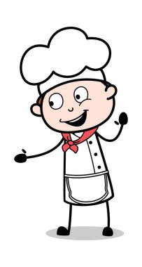 Shake El için Göster - Karikatür Garson Erkek Şef Vektör Il