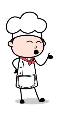 Konuşurken Yüz İfadesi - Karikatür Garson Erkek Şef Vektör 