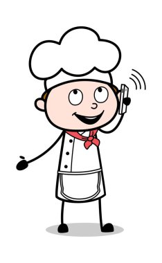 Çağrı Müşteri ile Başa Çıkma - Karikatür Garson Erkek Şef Vektör 