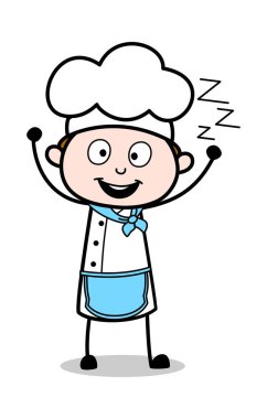 Açık Gözlü Hayaller - Çizgi Film Garson Erkek Şef Vektör Illust