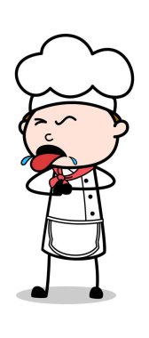 Gıda Zehirlenmesi - Çizgi film Garson Erkek Şef Vektör İllüstrasyonu