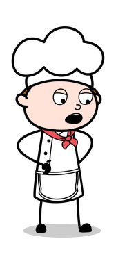 Aşağı Izlerken Talking - Karikatür Garson Erkek Şef Vector Il