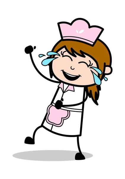 Muy feliz - Retro Cartoon Camarera Mujer Chef Vector Illustrat — Archivo Imágenes Vectoriales