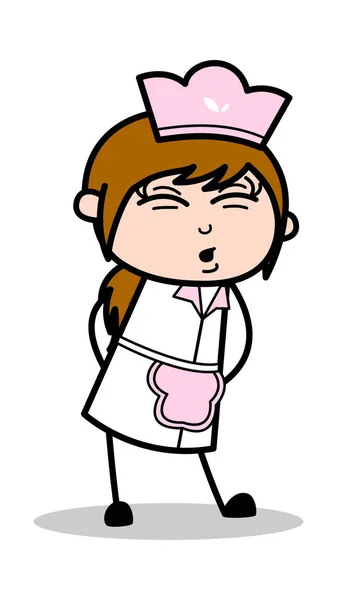 Dolor de espalda - Camarera de dibujos animados retro Chef femenino Vector Illustratio — Vector de stock