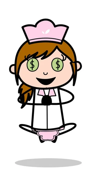 La codicia del dinero - Camarera de dibujos animados retro Chef femenino Vector Illus — Vector de stock