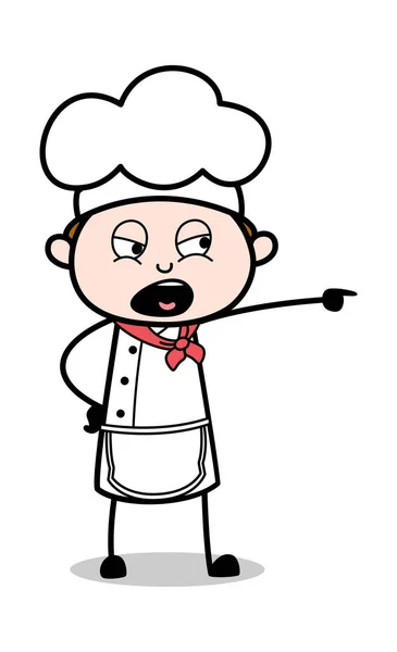 Krzycząc i Scolding-kreskówka kelner mężczyzna szef kuchni Vector Illustra — Wektor stockowy