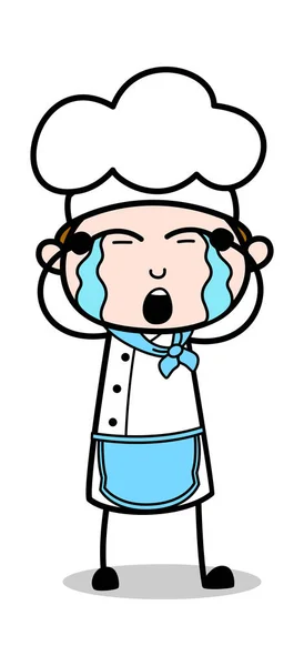 Crying - Cartoon Waiter Male Chef Vector Illustration��� — 图库矢量图片