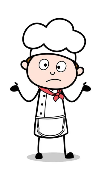 Espressione inconsapevole - Cartoon Waiter Maschio Chef Vector Illustratio — Vettoriale Stock