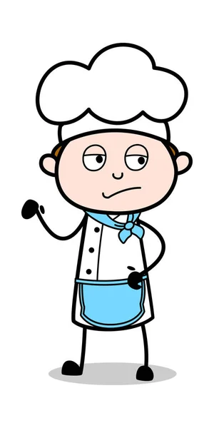 Thinking Before Decision - Cartoon Waiter Male Chef Vector Illus - Stok Vektor