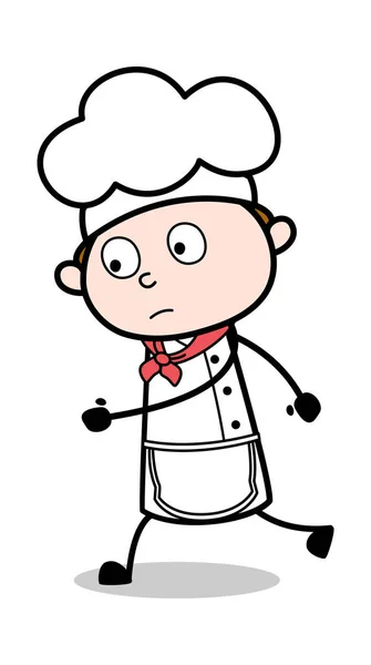 Walking Pose - Cartoon Kelner Mężczyzna Chef Wektor Ilustracja — Wektor stockowy