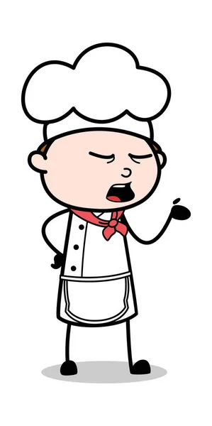 Hand Gesture While Discussion - Cartoon Waiter Male Chef Vector - Stok Vektor