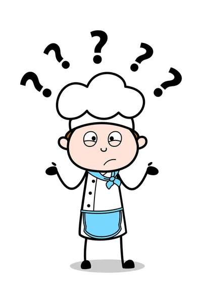 Confuso - Cartoon Garçom Masculino Chef Vector Ilustração — Vetor de Stock