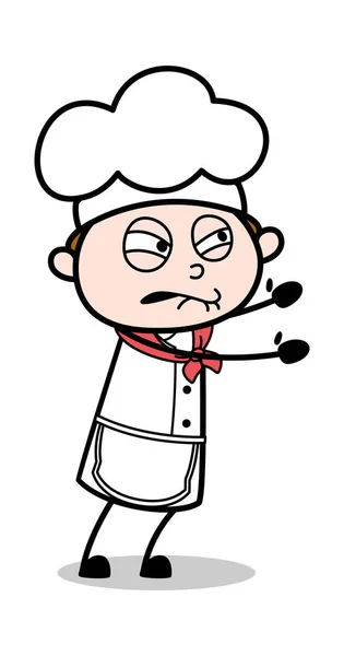 Próba pchania - Cartoon Kelner Mężczyzna Chef Wektor Ilustracja — Wektor stockowy
