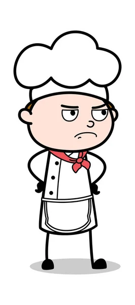 Humor agressivo - Cartoon Garçom Masculino Chef Vector Ilustração — Vetor de Stock