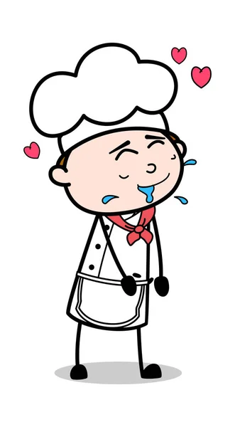 Crazy Lover - Cartoon Ober Man Chef-kok Vector Illustratie — Stockvector