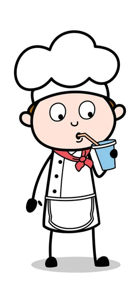 Agua de energía potable - Caricatura camarero Chef masculino Vector Illustra — Vector de stock