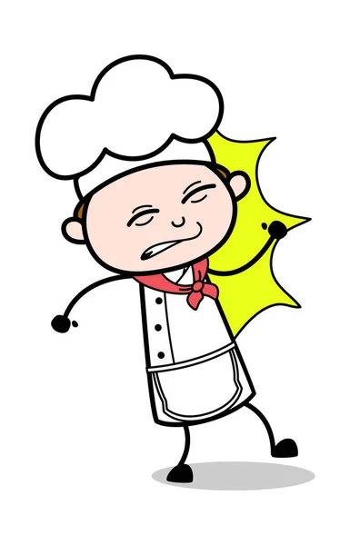 Hitted By - Empregado dos desenhos animados Masculino Chef Vector Ilustração —  Vetores de Stock