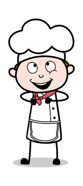Joyful Expression - Cartoon Waiter Male Chef Vector Illustration — Stock Vector