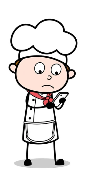 Book Meal Online - Cartoon Garçom Masculino Chef Vector Ilustração — Vetor de Stock