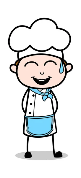 Rindo - Garçom dos desenhos animados Masculino Chef Vector Ilustração — Vetor de Stock
