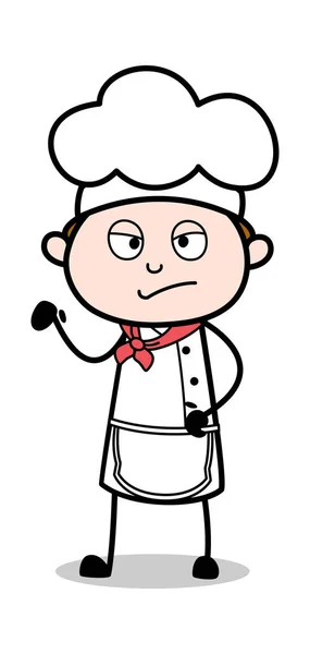 Unhöfliches Verhalten - Karikatur Kellner männlich Koch Vektor Illustration — Stockvektor