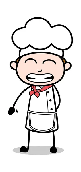 Sorriso falso - Garçom dos desenhos animados Masculino Chef Vector Ilustração — Vetor de Stock