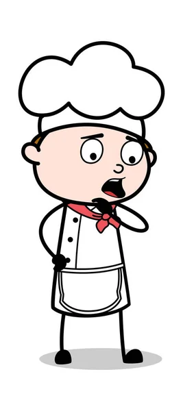 Pensando - Cartoon Garçom Masculino Chef Vector Ilustração — Vetor de Stock