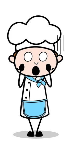 Assustador - Empregado de Cartoon Masculino Chef Vector Ilustração — Vetor de Stock