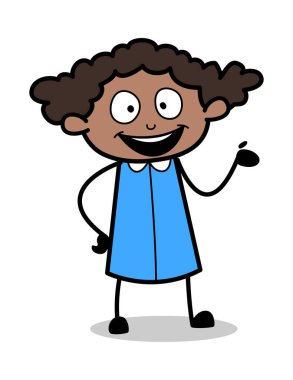 Sunum - Retro Siyah Ofis Kız Karikatür Vektör İllüstrasyon