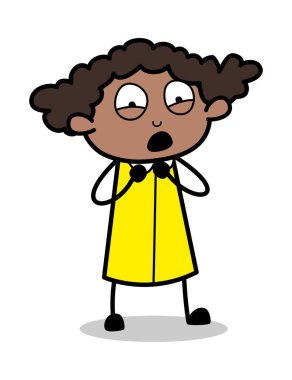 Kindness - Retro Siyah Ofis Kız Karikatür Vektör İllüstrasyon