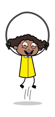 Atlama İpi Oynamak - Retro Black Office Girl Cartoon Vector I