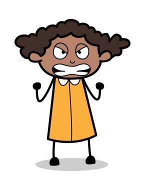 Tahriş - Retro Siyah Ofis Kız Karikatür Vektör İllüstrasyon