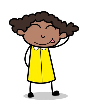 Yaramaz Smile - Retro Siyah Ofis Kız Karikatür Vektör Illustrat