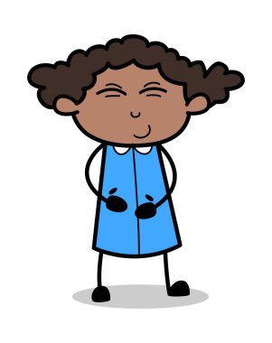 Giggle - Retro Siyah Ofis Kız Karikatür Vektör İllüstrasyon