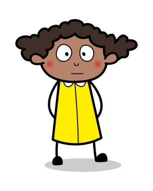 Suskun yüz İfade - Retro Siyah Ofis Kız Karikatür Vec