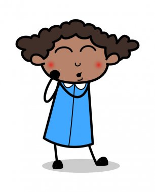 Duygu Allık - Retro Siyah Ofis Kız Karikatür Vektör Illustrat