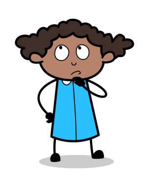 Rolling Eyes - Retro Siyah Ofis Kız Karikatür Vektör Illustrati