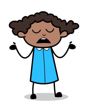 Bilinmeyen İfade - Retro Siyah Ofis Kız Karikatür Vektör Illu