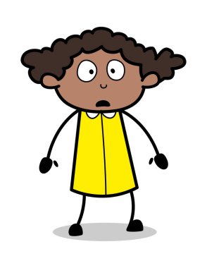 Dehşete - Retro Siyah Ofis Kız Karikatür Vektör İllüstrasyon