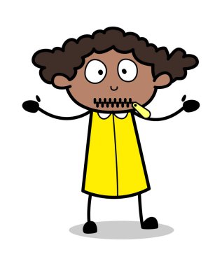 Fermuar Ağız - Siyah Ofis Kızı Çizgi film Vektörü Illustrati
