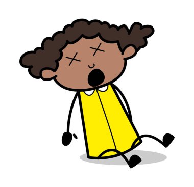 Ağrı Screaming - Retro Siyah Ofis Kız Karikatür Vektör Illus