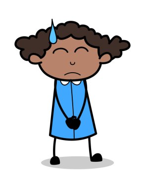 Suçsuz - Retro Siyah Ofis Kız Karikatür Vektör İllüstrasyon