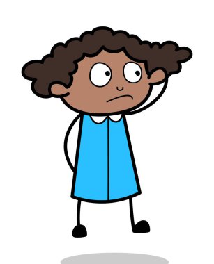 Confusion - Retro Siyah Ofis Kız Karikatür Vektör İllüstrasyon