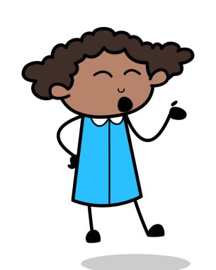 İletişim - Retro Siyah Ofis Kız Karikatür Vektör Illustrat