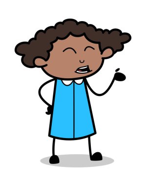 Konuşma Sırasında El Hareketi - Retro Siyah Ofis Kız Karikatür Vecto