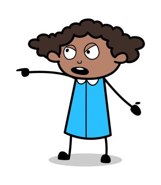 Bağırma ve Azarlama - Retro Siyah Ofis Kız Karikatür Vektör I