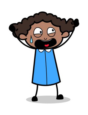 Korku Çığlık - Retro Siyah Ofis Kız Karikatür Vektör Illus