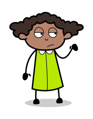 Tutum - Retro Siyah Ofis Kız Karikatür Vektör İllüstrasyon