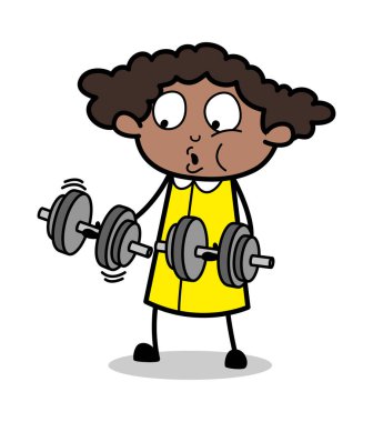 Egzersiz yapma - Retro Siyah Ofis Kız Karikatür Vektör Illustrat